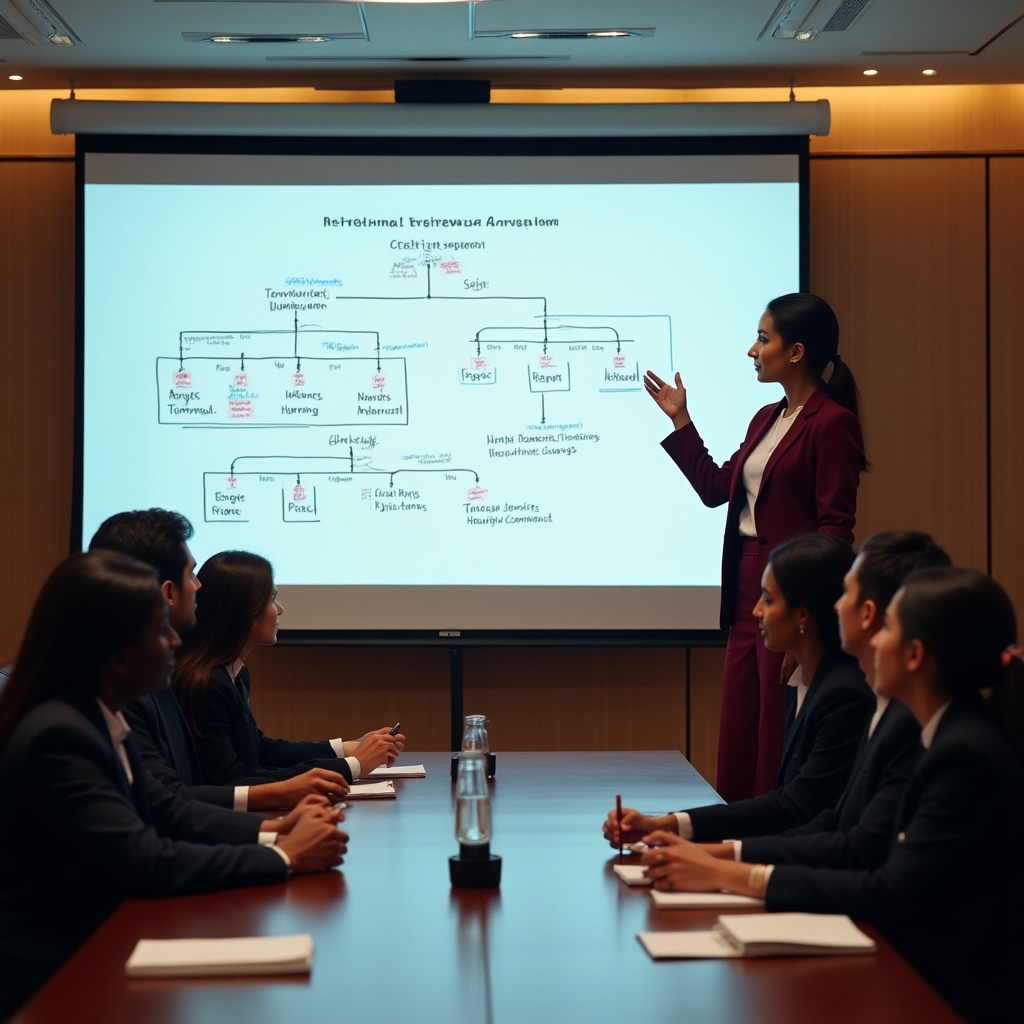Instructor presenting analytical framework concepts