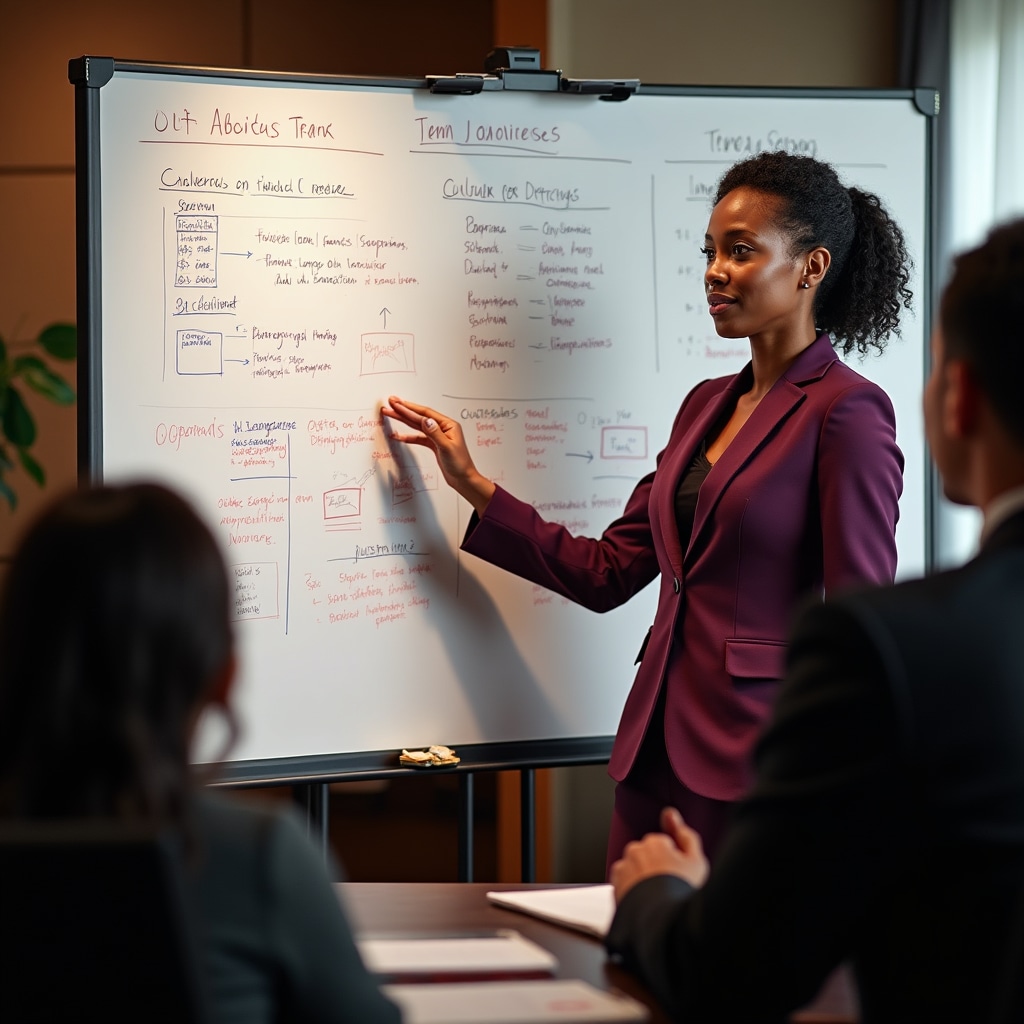 Team developing scenario planning frameworks